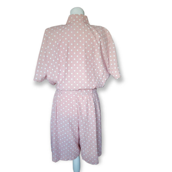 NEW Be Smart Vintage Belted Polka Dot Print Romper Size 11‎ 12 Pink White - Picture 5 of 11